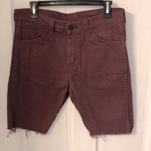 Levi’s 508 cut-offs in burgundy color.  Waist-30”. Length is 18.5.
